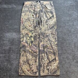 Mossy Oak Mens Camo Hunting Pants 34x34 Distressed Cotton Denim Camouflage Y2K